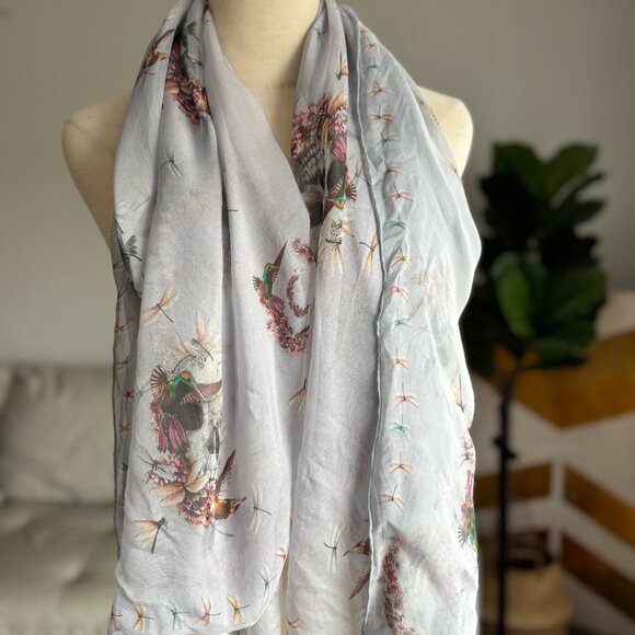Alexander McQueen Grey Silk Skull Print Scarf - Picture 6 of 11